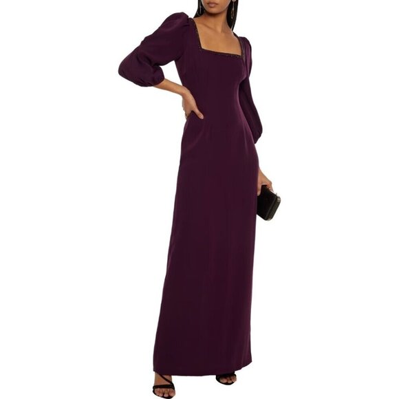 Sachin & Babi Ginny Crystal-trimmed Crepe Gown Size 4 Plum $695 - Picture 1 of 14